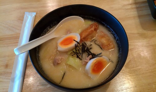 "Little Ramen" - actually kinda full-sized and with decent broth and good toppings, but the noodles were way overcooked. 5/10.